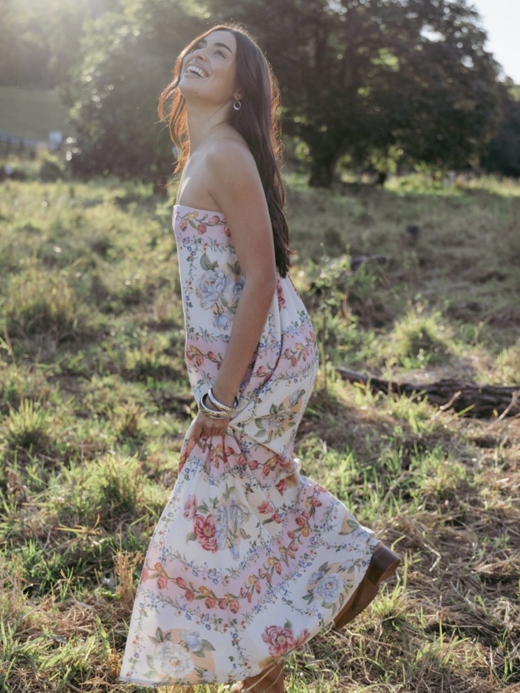 Petal & Pup Amora Strapless Floral Dress New!